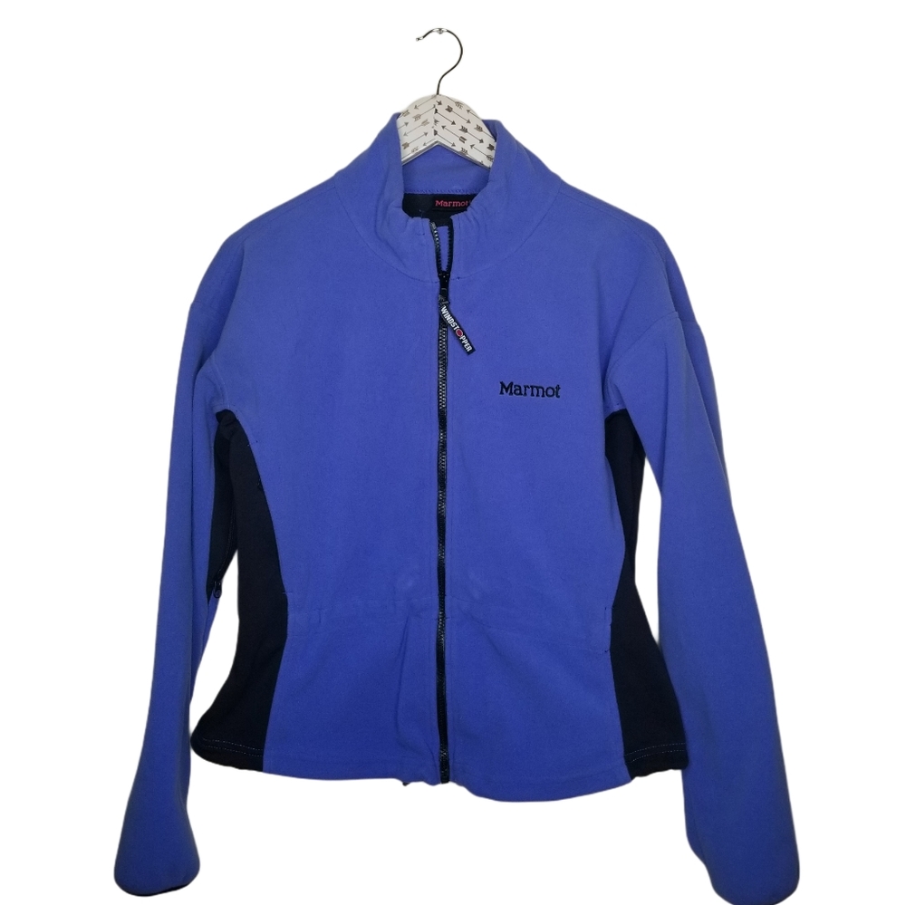 Marmot: Blue Windstopper Fleece Zip Up Jacket with cinch Waist
